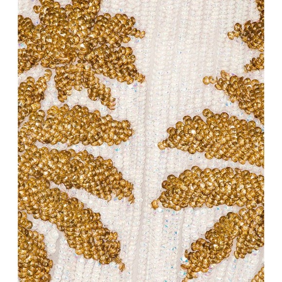 NWOT Retrofête Grace Dress White With Gold Palm Sequin Size XS - Picture 4 of 13